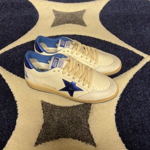 Golden Goose Ball Star White Nappa Blue Star and Heel Tab size 39